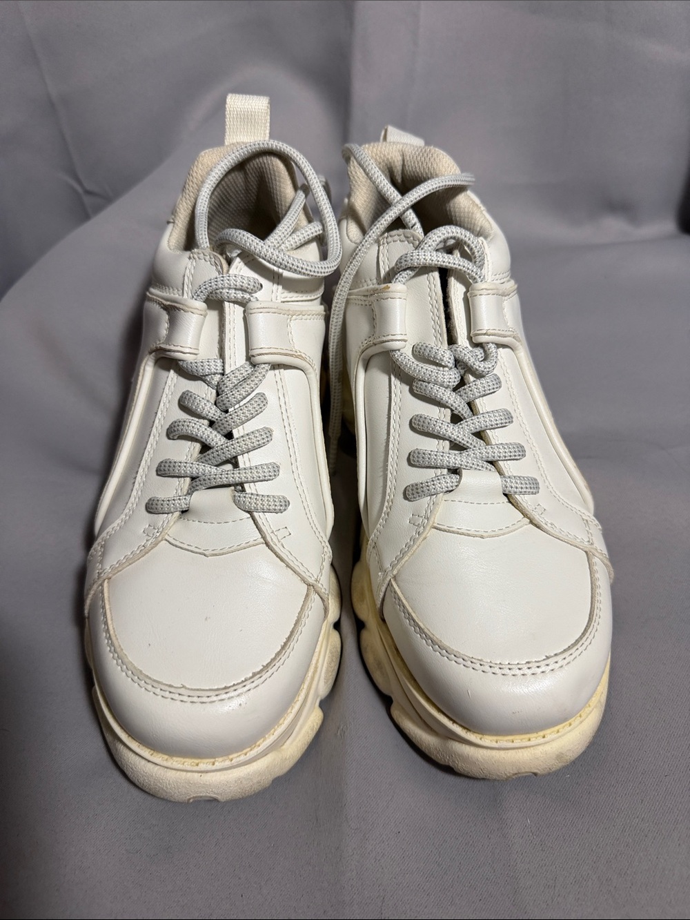 Buffalo David Bitton White Chunky Lace-Up Sneakers